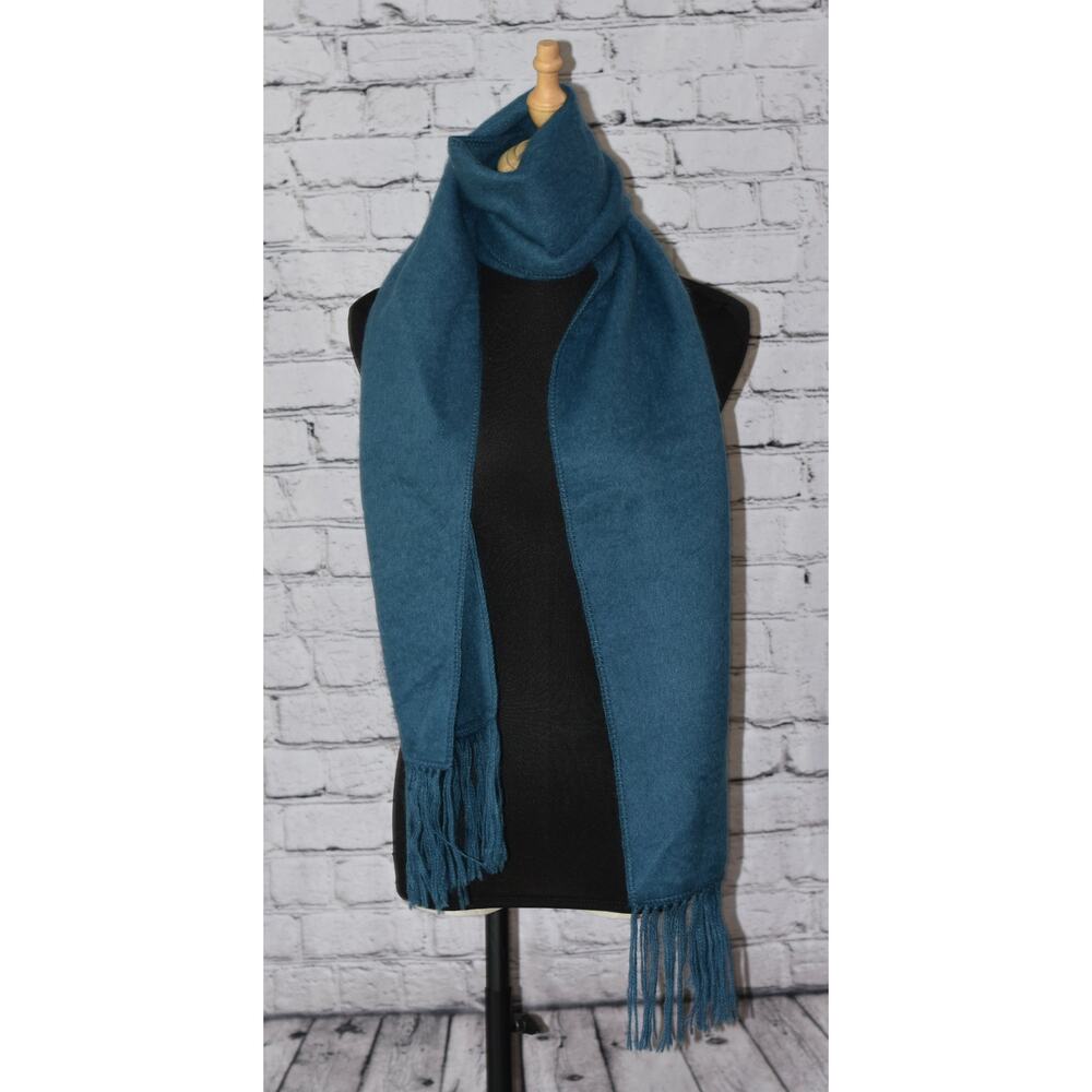 CAPCHATEX Peruvian Long Fringe Soft 100% Baby Alpaca Scarf NEW 70" x 9" Teal